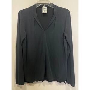 Vocal USA Black Charcoal Gray Modal Blend Blouse Women's Sz Sm